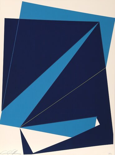 Untitled - Navy and Light Blue Rectangles  by Cris Cristofaro, Print for Sale on Singulart