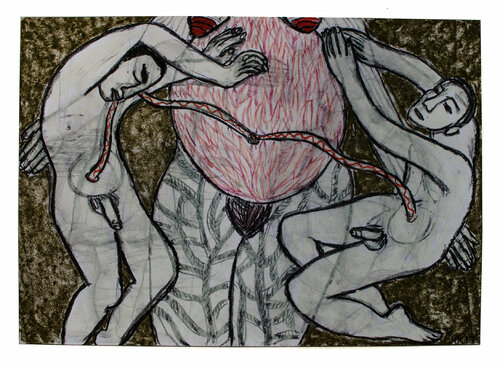 Bağlarını Koparmak (Abnabelung), Urheberrecht Katharina Kretschmer, Verkauf als gesamten Toprak Ana Zyklus par Katharina Kretschmer, Dessin en vente sur Singulart