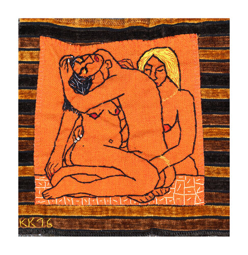 Eifersucht nach Else Lasker-Schüler, Assemblage, Urheberrecht Katharina Kretschmer de Katharina Kretschmer, Téxtil a la venta en Singulart