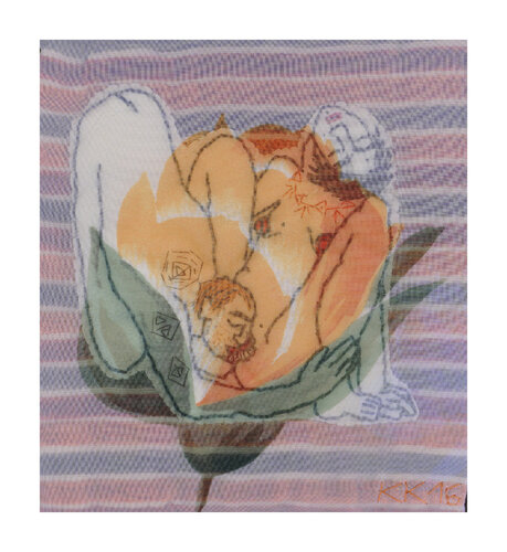 Ich liebe dich ... nach Else Lasker-Schüler, Assemblage, Urheberrecht Katharina Kretschmer von Katharina Kretschmer, Textil kaufen auf Singulart