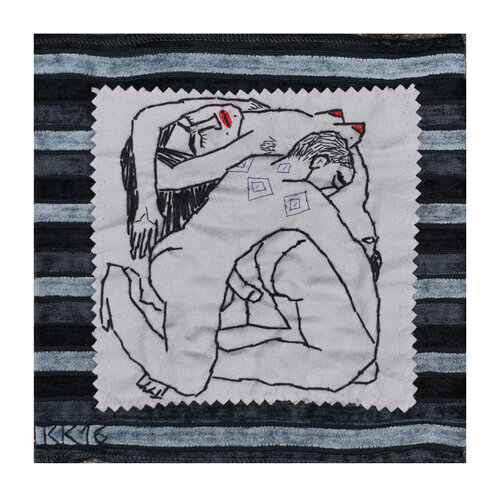 Dann nach Else Lasker-Schüler, Assemblage, Urhebrrecht Katharina Kretschmer von Katharina Kretschmer, Textil kaufen auf Singulart