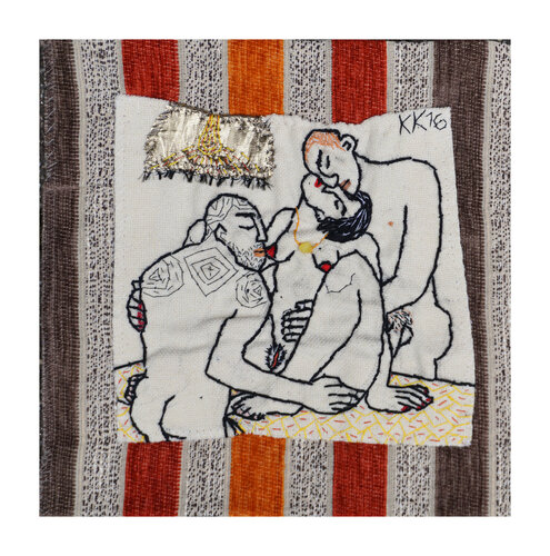 Die Beiden nach Else Lasker-Schüler, Assemblage, Urheberrecht Katharina Kretschmer by Katharina Kretschmer, Textile for Sale on Singulart