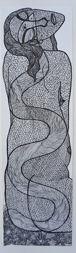 Kundalini, Acrylstift auf Papier, Urheberrecht Katharina Kretschmer par Katharina Kretschmer, Dessin en vente sur Singulart