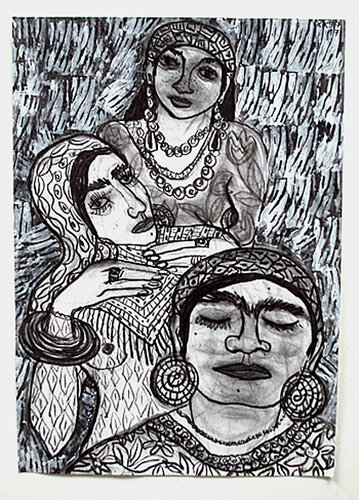 RomaWomenFestival, Mischtechnik auf Papier, Urheberrecht Katharina Kretschmer de Katharina Kretschmer, Otros medios a la venta en Singulart