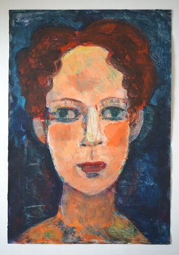 Kopf mit rotem Haar, Urheberrecht Katharina Kretschmer by Katharina Kretschmer, Work on Paper for Sale on Singulart