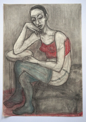 Wartend, Urheberrecht Katharina Kretschmer by Katharina Kretschmer, Work on Paper for Sale on Singulart
