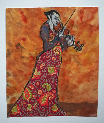 Violinistin, Urheberrecht Katharina Kretschmer par Katharina Kretschmer, Œuvre sur papier en vente sur Singulart