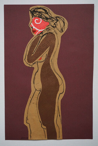 Akt (vor violettem Hintergrund), Urheberrecht Katharina Kretschmer par Katharina Kretschmer, Œuvre sur papier en vente sur Singulart