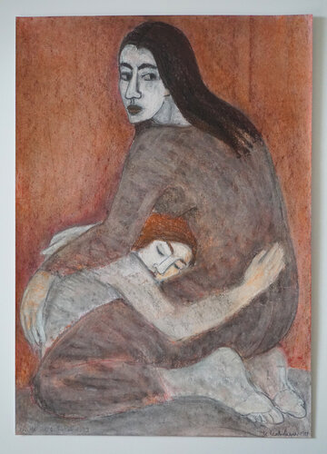 Mutter mit Sohn, Urheberrecht Katharina Kretschmer von Katharina Kretschmer, Werk auf Papier kaufen auf Singulart