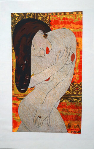 Nackte Schöne mit dunklen Haaren, Urheberrecht Katharina Kretschmer par Katharina Kretschmer, Œuvre sur papier en vente sur Singulart