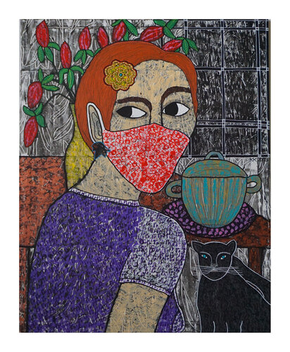 Anpassung nach Erich Fried, Urheberrecht Katharina Kretschmer van Katharina Kretschmer, Schilderij te koop op Singulart