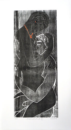 Matriarchalisch II, Holzschnitt (Auflage 8) collagiert (5/8), Unikat, Urheberrecht Katharina Kretschmer par Katharina Kretschmer, Œuvre sur papier en vente sur Singulart