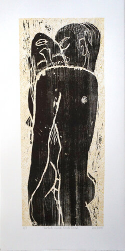 Erotik nach Erich Fried, Holzschnitt / Auflage 7 / Unikatscharakter, Urheberrecht Katharina Kretschmer von Katharina Kretschmer, Druck kaufen auf Singulart