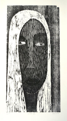 Lulu V, Holzschnitt / Auflage 7 / Unikatscharakter, Urheberrecht Katharina Kretschmer van Katharina Kretschmer, Afdruk te koop op Singulart