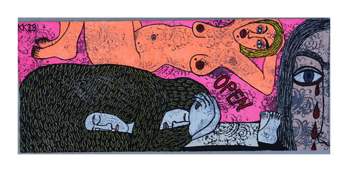 Kahl und Leer nach Nighttrain Survivallyrics, Urheberrecht Katharina Kretschmer, Verkauf als gesamten Zyklus/Preis nach Vereinbarung by Katharina Kretschmer, Work on Paper for Sale on Singulart