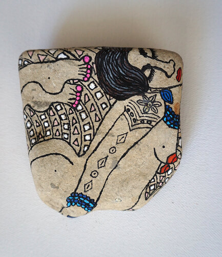 (Kleine) Styx nach Else Lasker-Schüler, colorierter Elbestein, Urheberrecht Katharina Kretschmer van Katharina Kretschmer, Schilderij te koop op Singulart