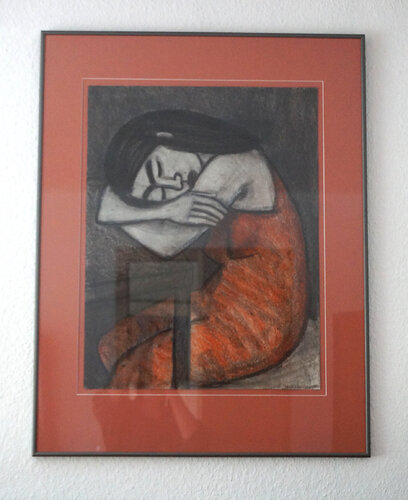 Kindfrau, Pastell auf Papier, professionell gerahmt, Urheberrecht Katharina Kretschmer di Katharina Kretschmer, Pittura in vendita su Singulart