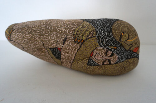 In dieser Zeit nach Erich Fried, colorierter Elbestein, Urheberrecht Katharina Kretschmer Katharina Kretschmer