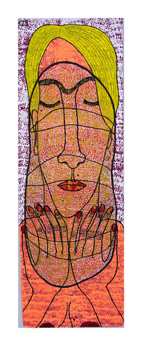 Atmen mit Brot nach Amina Anja Amelal, Mischtechnik auf Papier, Urheberrecht Katharina Kretschmer par Katharina Kretschmer, Œuvre sur papier en vente sur Singulart