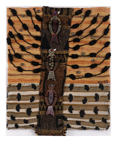 Kleines Herbstlich, Assemblage, Urheberrecht Katharina Kretschmer par Katharina Kretschmer, Oeuvre textile en vente sur Singulart