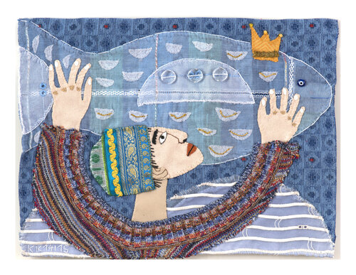 Vom Fischer und seiner Frau II, Assemblage, Urheberrecht Katharina Kretschmer, Verkauf zusammen mit vom Fischer seiner Frau von Katharina Kretschmer, Textil kaufen auf Singulart