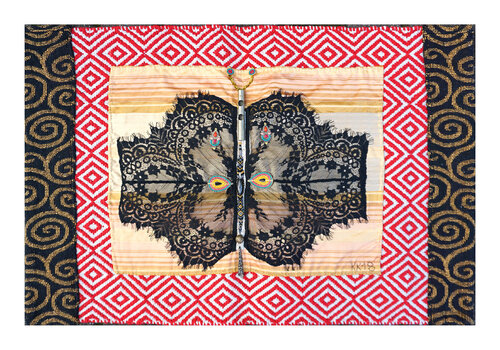 Falter nach Eva Strittmatter, Assemblage, Urheberrecht Katharina Kretschmer von Katharina Kretschmer, Textil kaufen auf Singulart