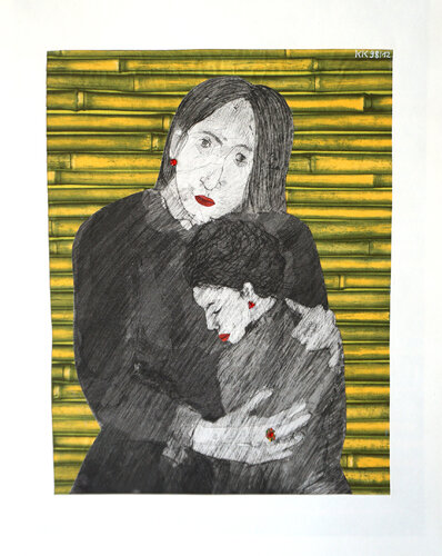 Geborgenheit (Mutter mit Tochter), Urheberrecht Katharina Kretschmer par Katharina Kretschmer, Œuvre sur papier en vente sur Singulart