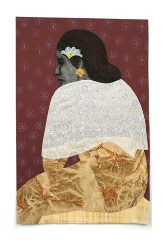 Sinti - Frau mit Stola, Urheberrecht Katharina Kretschmer par Katharina Kretschmer, Œuvre sur papier en vente sur Singulart