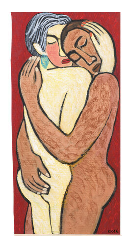 Festhalten (Abschied), Urheberrecht Katharina Kretschmer von Katharina Kretschmer, Malerei kaufen auf Singulart