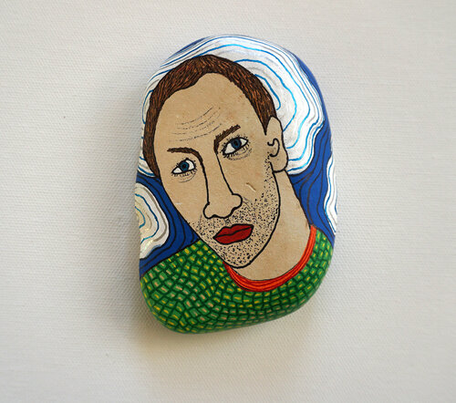 Peer, colorierter Nordseestein, Urheberrecht Katharina Kretschmer van Katharina Kretschmer, Schilderij te koop op Singulart