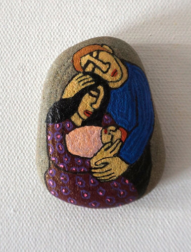 (Kleine) Zuflucht, colorierter Ostseestein, Urheberrecht Katharina Kretschmer van Katharina Kretschmer, Schilderij te koop op Singulart