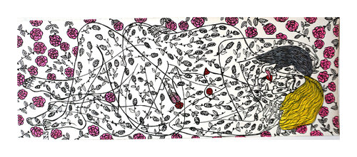 nach GUTE NACHT  DIE LUSTREISE Pornographische Interpretation von Schuberts Winterreise von Andrea Steinlechner, Urheberrecht Katharina Kretschmer by Katharina Kretschmer, Work on Paper for Sale on Singulart