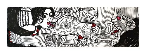 frei nach Der Tunnel von Andrea Steinlechner IV, Urheberrecht Katharina Kretschmer - Verkauf als gesamten Zyklus par Katharina Kretschmer, Œuvre sur papier en vente sur Singulart