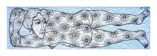 nach ABTAUCHEN von Andrea Steinlechner, Urheberrecht Katharina Kretschmer par Katharina Kretschmer, Œuvre sur papier en vente sur Singulart