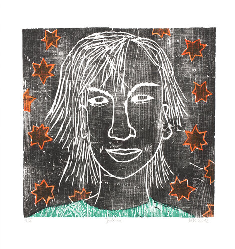 Julius, Holzschnitt mehrfarbig / Auflage 5 / Unikatscharakter, Urheberrecht Katharina Kretschmer von Katharina Kretschmer, Druck kaufen auf Singulart