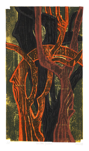 Wilder Garten, Holzschnitt mehrfarbig / Auflage 9 / Unikatscharakter, Urheberrecht Katharina Kretschmer von Katharina Kretschmer, Druck kaufen auf Singulart