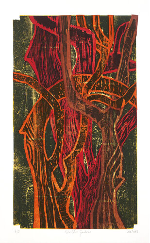 Wilder Garten, Variante II, Holzschnitt mehrfarbig / Auflage 9 / Unikatscharakter, Urheberrecht Katharina Kretschmer by Katharina Kretschmer, Print for Sale on Singulart