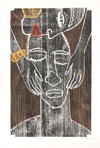 Ahnung II nach Ivar Bahn, Holzschnitt mehrfarbig / Auflage 7 / Unikatscharakter, Urheberrecht Katharina Kretschmer par Katharina Kretschmer, Édition en vente sur Singulart