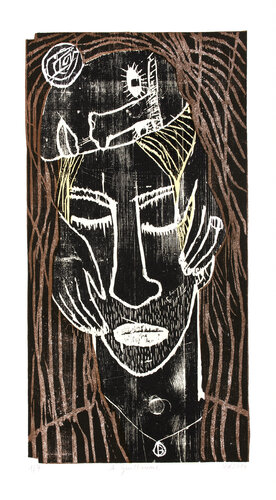 À Guillaume, Holzschnitt mehrfarbig / Auflage 7 / Unikatscharakter, Urheberrecht Katharina Kretschmer par Katharina Kretschmer, Édition en vente sur Singulart