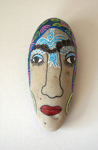 Palästinenserin, colorierter Nordseestein, Urheberrecht Katharina Kretschmer von Katharina Kretschmer, Andere Medien kaufen auf Singulart