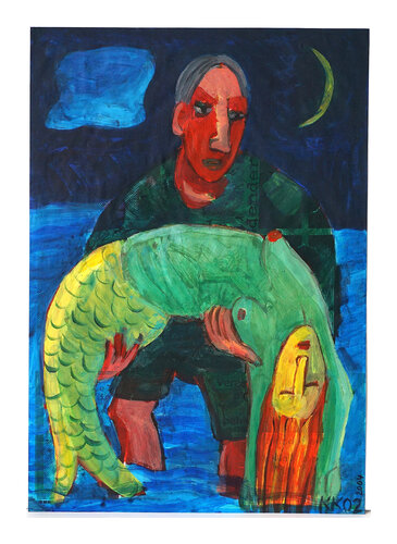 Nach Scheckiger Hund, der am Meer entlangläuft von Tschingis Aitmatow IV, Urheberrecht Katharina Kretschmer, Verkauf als Zyklus de Katharina Kretschmer, Pintura a la venta en Singulart