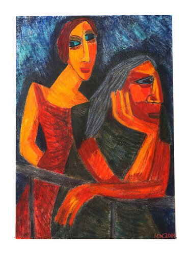 Die Junge und die Alte IV, Urheberrecht Katharina Kretschmer von Katharina Kretschmer, Malerei kaufen auf Singulart