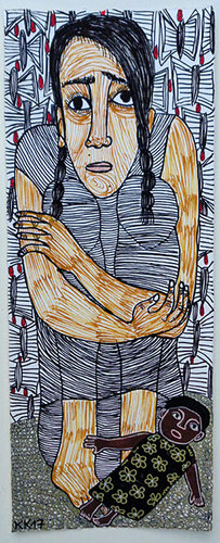 Korku (Angst), Urheberrecht Katharina Kretschmer di Katharina Kretschmer, Opera su carta in vendita su Singulart