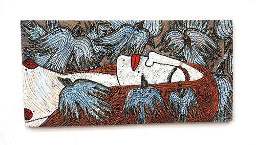 nach "Nicht zu früh, nicht zu spät geboren" von Anna Achmatowa, Urheberrecht Katharina Kretschmer - Verkauf als gesamten Achmatowa Zyklus von Katharina Kretschmer, Malerei kaufen auf Singulart