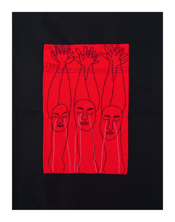 Unaussprechliches (Unvorstellbares), Applike, Urheberrecht Katharina Kretschmer- Verkauf als gesamten Zyklus, gern in eine Öffentliche Unabhängige Einrichtung, In Gedenken an alle Getöteten und Gefolterten Kinder dieser Welt Katharina Kretschmer