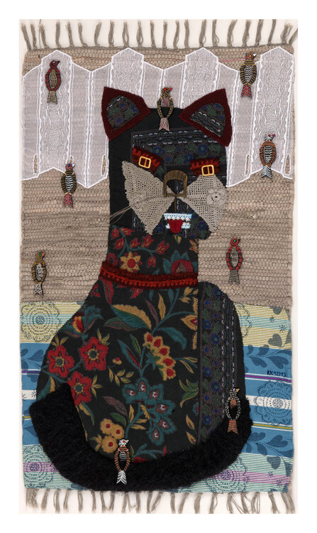 Cat and Birds, Assemblage, Urheberrecht Katharina Kretschmer Katharina Kretschmer