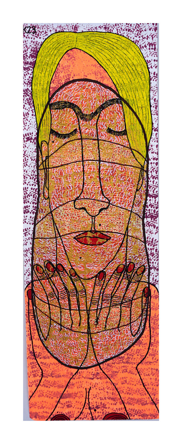 Atmen mit Brot nach Amina Anja Amelal, Mischtechnik auf Papier, Urheberrecht Katharina Kretschmer Katharina Kretschmer