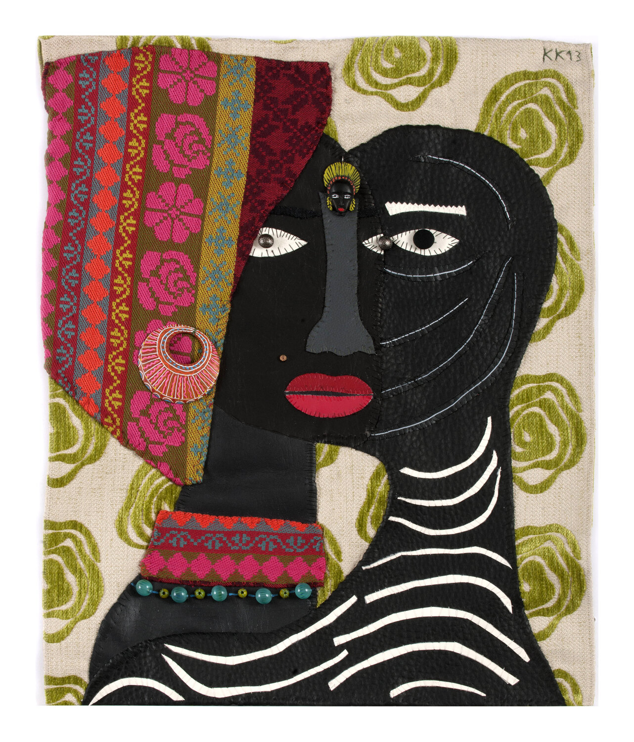 Female Shaman, Assemblage, Urheberrecht Katharina Kretschmer Katharina Kretschmer Textil zu verkaufen