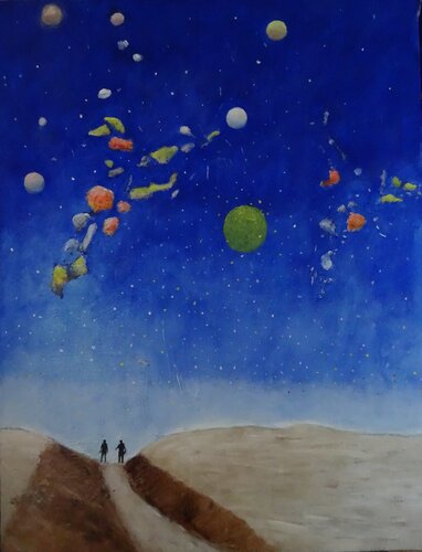 Et pendant de temps ces messieurs discutent de Pascal Lassarre, Pintura a la venta en Singulart