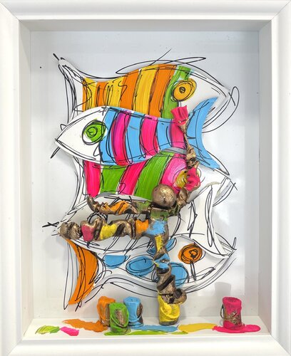 Poissons 01.09.25 par Bernard Saint Maxent, Peinture en vente sur Singulart